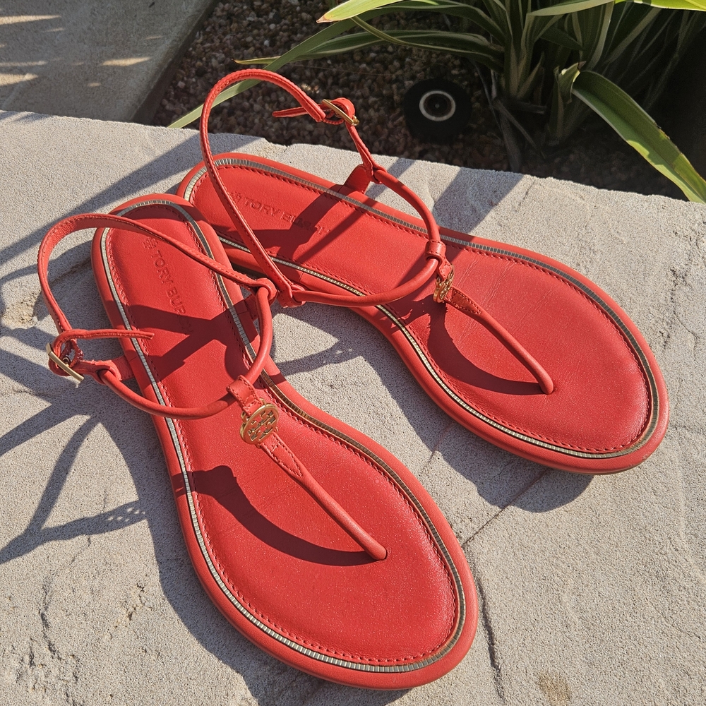 Red Strappy Sandals /Tory Burch - Picture 3 of 8